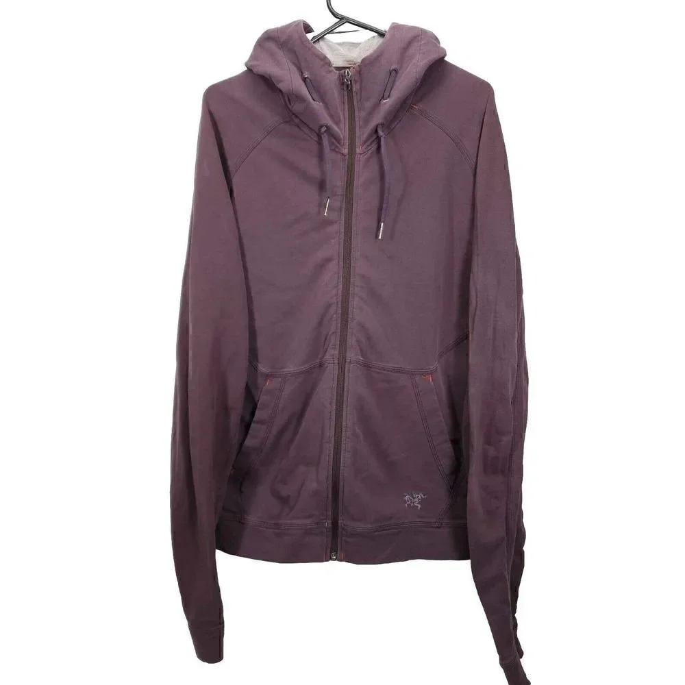 Arcteryx Women's Sz LARGE Purple Hooded Full-zip Light Windbreaker Jacket 34438